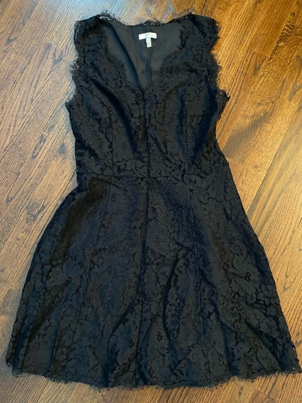 Joie mini dress cocktail dress sleeveless lace v-neck black caviar party women M